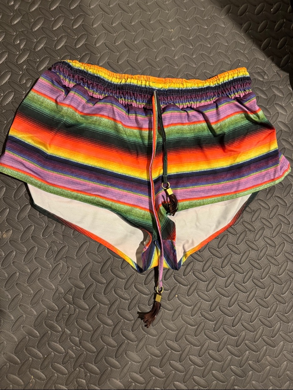 PILYQ Rainbow Stripe Drawstring Shorts